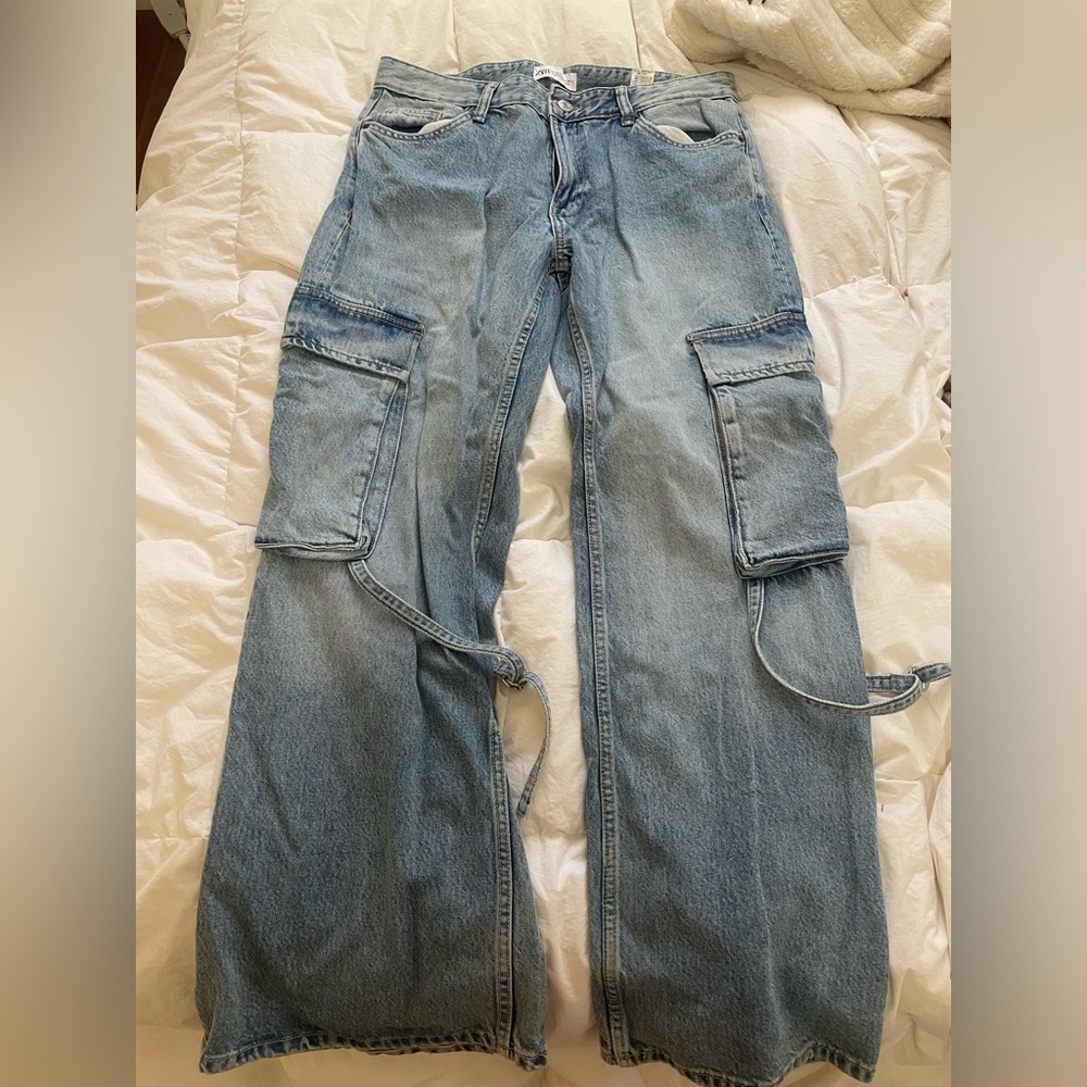 Zara Woman’s Denim Cargo Pants Size 8